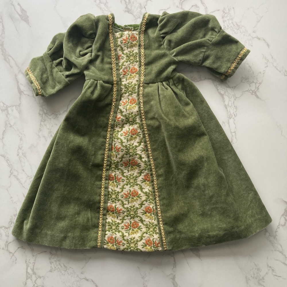 Green Velvet American Girl Doll Dress